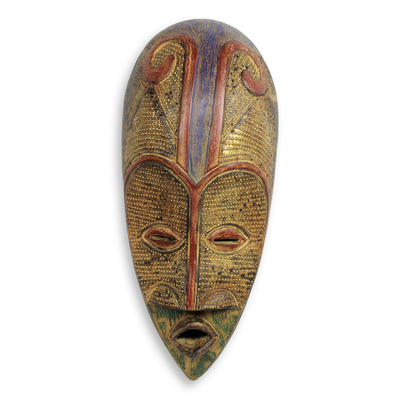 African Beauty Mask Carved by Hand of Local Wood