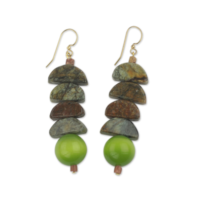 Hand Beaded Earrings with Soapstone and Cat