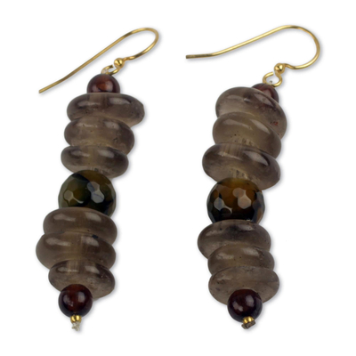 Amber African Earrings Crafted by Hand with Recycled Beads