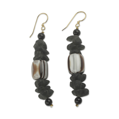 African Earrings Crafted by Hand with Recycled Beads