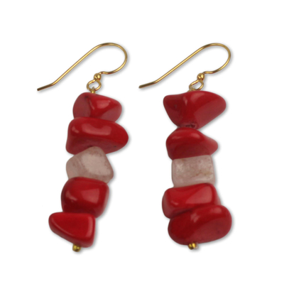 Red Agate Handcrafted African Dangle Earrings