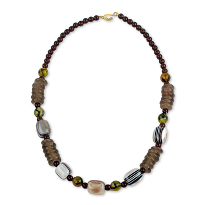 African Necklace Crafted by Hand with Recycled Beads