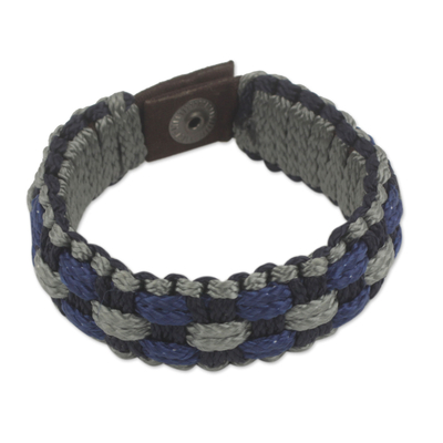 Blue, Gray and Black Woven Cord Bracelet for Men
