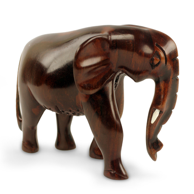 Elephant Sculpture Hand Carved from Ebony Wood