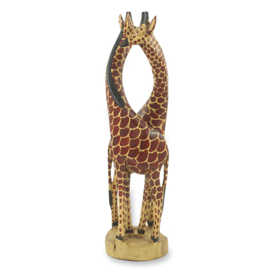 African Giraffe Sculpture Carved and Painted by Hand (Large)