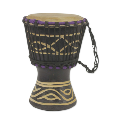 Petite Black Hand Carved Djembe Drum