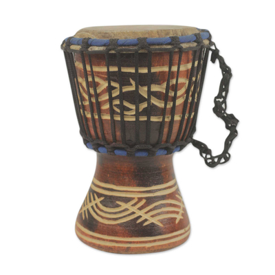 8-inch Handcrafted Brown Wood Djembe Drum