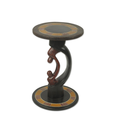 Parent and Child African Handcrafted Wood Accent Table