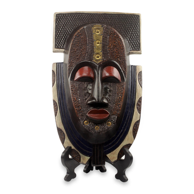 Authentic African Mask and Stand from Ghana