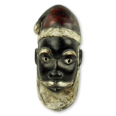 Artisan Hand Carved Unique Santa Claus African Mask