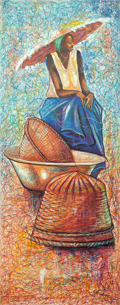 African Contemporary Art Signed Painting from Ghana