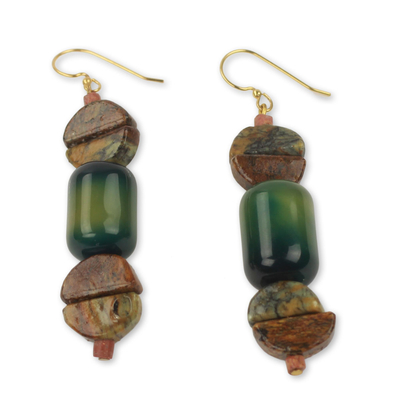 Handcrafted African Agate and Soapstone Earrings