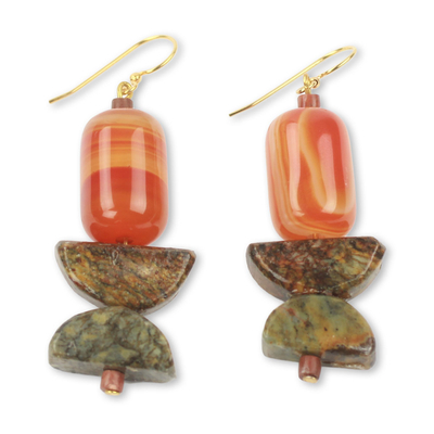 Handcrafted African Agate and Soapstone Earrings