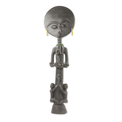 Hand Carved African Fertility Doll with Children