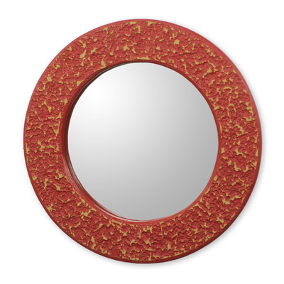 Africa Artisan Crafted Circular Red Wall Mirror