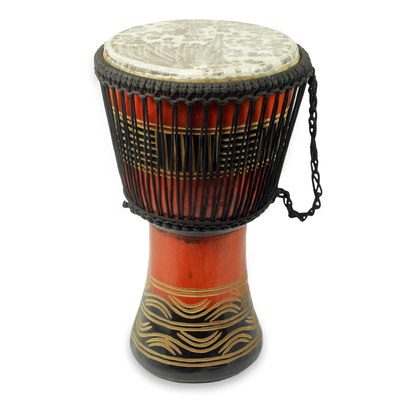 Handcrafted Kente Theme Authentic African Djembe Drum