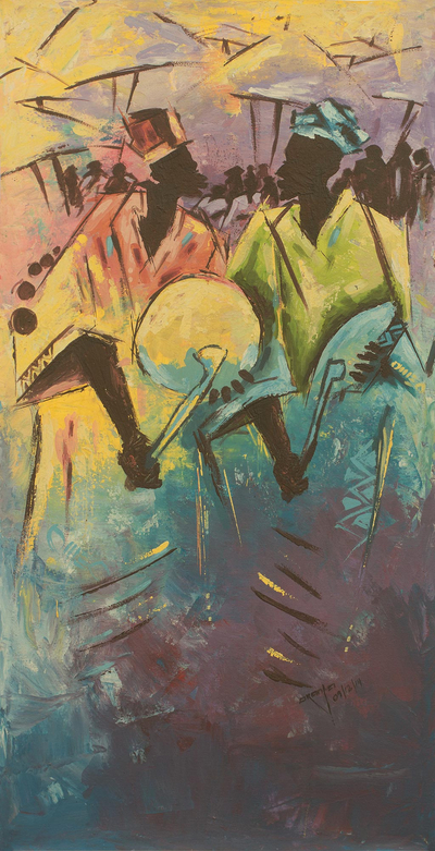 Colorful Expressionist Painting of African Musicians
