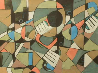 Music Theme West African Cubist Painting