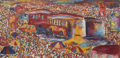Colorful Ghanaian City Scene Original Painting
