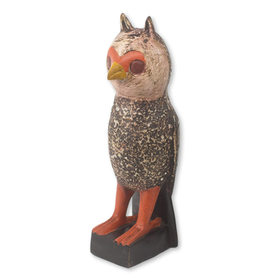 African Hand Carved Rustic Owl Wood Sculpture