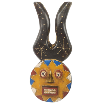 Authentic Ghana Handcrafted Horned African Mask