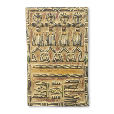 African Dogon Style Relief Panel Made from Calabash