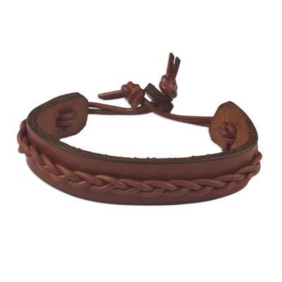 Tan Colored Leather Wristband Bracelet for Men