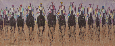 Painting of Warriors on Horseback in Acrylic on Canvas