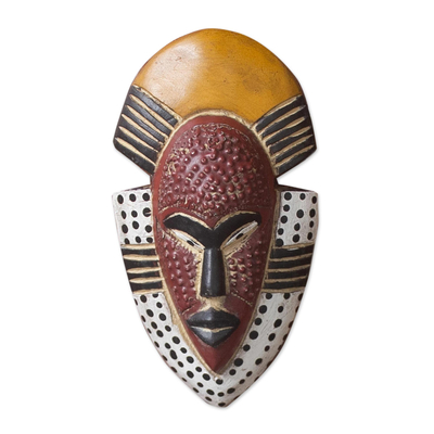 Hand Carved West African Wood Wall Mask from Ghana