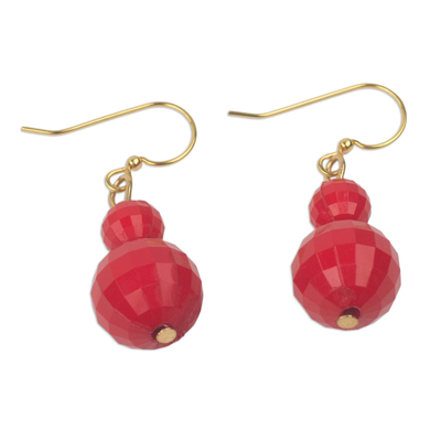 Hand Crafted Red Recycled Plastic Dangle Earrings from Ghana