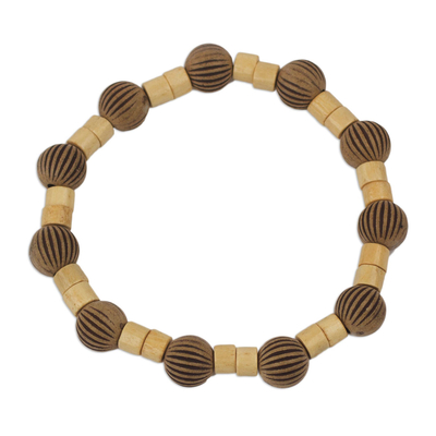 Artisan Crafted Sese Wood and Recycled Plastic Bracelet
