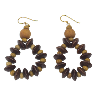 Fair Trade Sese Wood Beaded Dangle Earrings from Ghana