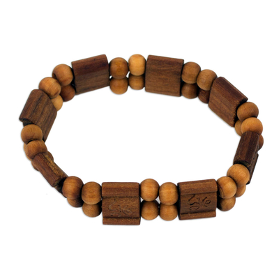 Artisan Crafted Sese Wood Stretch Bracelet from Ghana