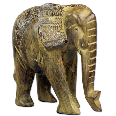 Hand Carved African Elephant Wood Sculpture from Ghana