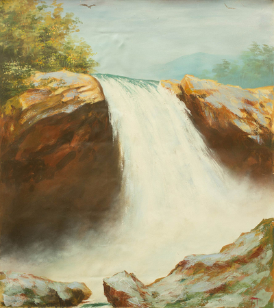 Original Acrylic Painting on Canvas of Waterfall from Ghana