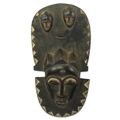 Baule Traditional Wall Mask Replica Hand-Carved in Ghana