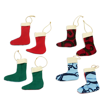 Colorful Cotton Christmas Stocking Ornaments (Set of 4)
