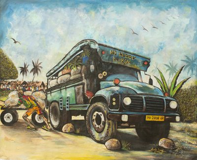 Original Painting of a West African Truck