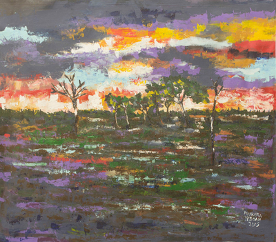 African Acrylic Landscape Painting of Australian Sunset