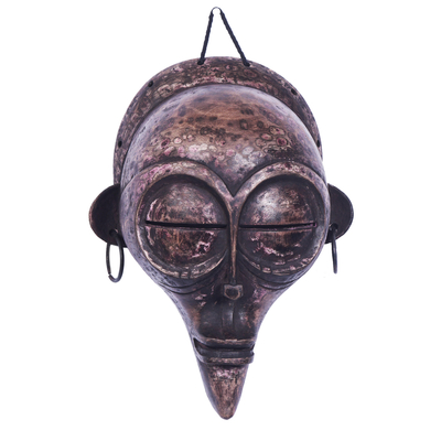 Hand Carved Wood Congo Wall Mask from West Africa