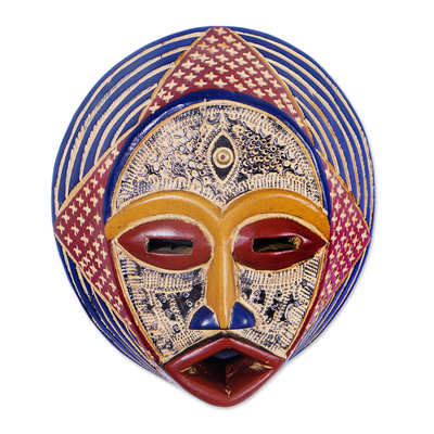 Ewe Culture African Wood Mask Handmade by Ghana Artisan