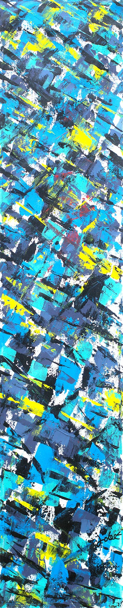Teal Abstract Signed Acrylic Painting from Ghana