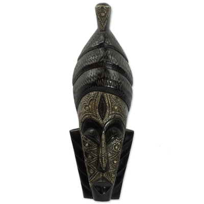 Ghana Wood Mask Hand Carved Black