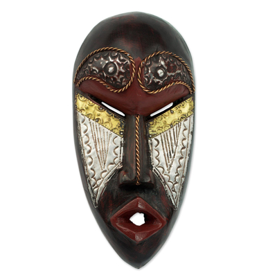 Hand Carved African Sese Wood Mask from Ghana