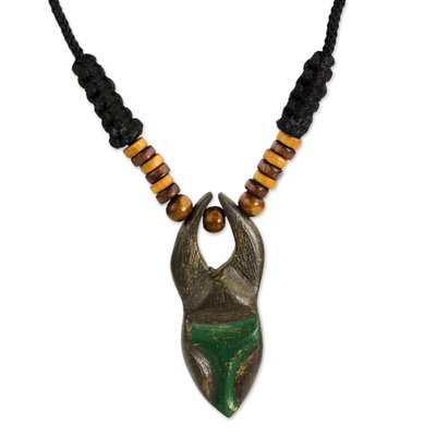 Adjustable Sese Wood Pendant Necklace from Ghana