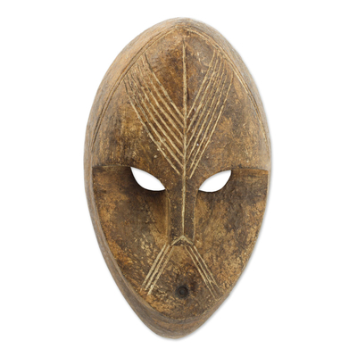 Decorative Hand Carved Wood African Wall Mask from Ghana