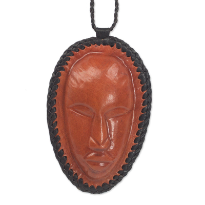 Handcrafted Leather Face Coin Purse from Ghana