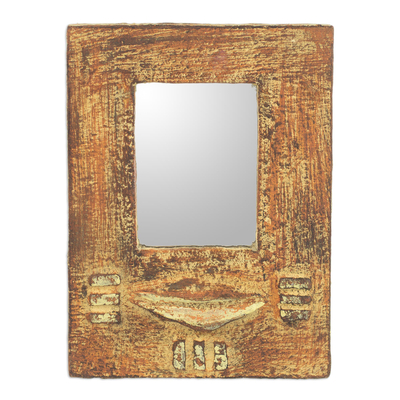 Handcrafted Sese Wood Wall Mirror from Ghana