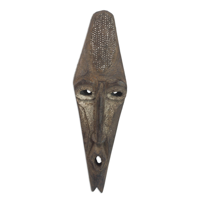 Artisan Hand Carved Agya Father Sese Wood Mask from Ghana