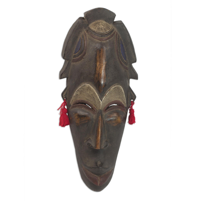 Hand Carved Sese Wood Nhyira Blessings Mask from Ghana